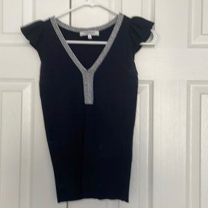 Navy blue and metallic top